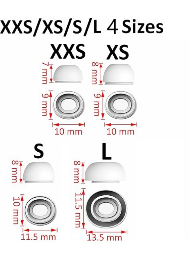 4 Pairs Eartips Covers Case for AirPods Pro 3(2025),Eartips Covers Earuds Cover Silicone Compatible with AirPods Pro 3, XXS/XS/S/L White - Image 4