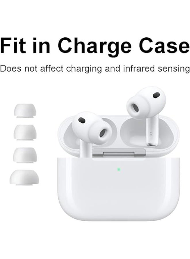 4 Pairs Eartips Covers Case for AirPods Pro 3(2025),Eartips Covers Earuds Cover Silicone Compatible with AirPods Pro 3, XXS/XS/S/L White - Image 5