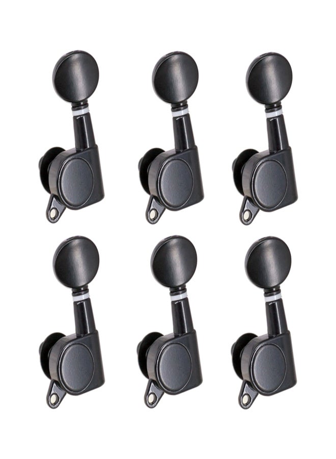 Guitar String Tuning Pegs Tuning Machines Sealed Machine Heads Grover Tuners Tuning Keys Oval Button 6 Left for Electric Guitar or Acoustic Guitar Chrome Black - Image 1