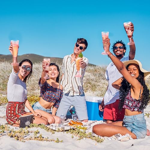 SUREHOME Pink Champagne Flutes Plastic Champagne Glasses Disposable Mimosa Glasses 40 Pack 5 Oz Acrylic Stemware Cocktail Cups Bulk for Valentines Wedding Toasting Engagement Party Supplies - Image 5