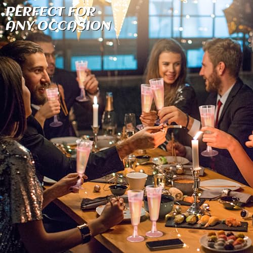 SUREHOME Pink Champagne Flutes Plastic Champagne Glasses Disposable Mimosa Glasses 40 Pack 5 Oz Acrylic Stemware Cocktail Cups Bulk for Valentines Wedding Toasting Engagement Party Supplies - Image 4