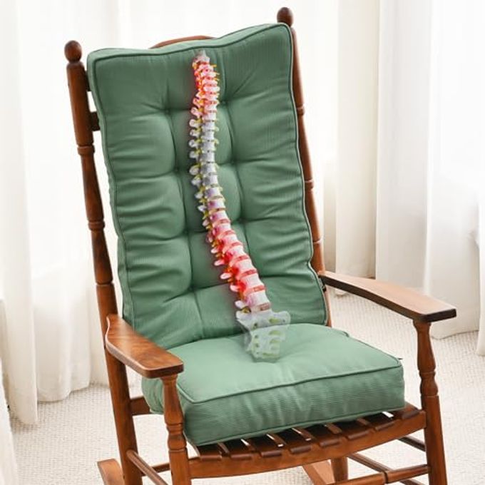 SUNROX Memory Foam Jumbo Rocking Chair Cushions, FadeShield Water Resistant Non Slip Durable Tufted Pads, Set of Seat & Back Cushion with Ties for Indoor/Outdoor Rocker, 2 Piece, Sage Green - Image 1