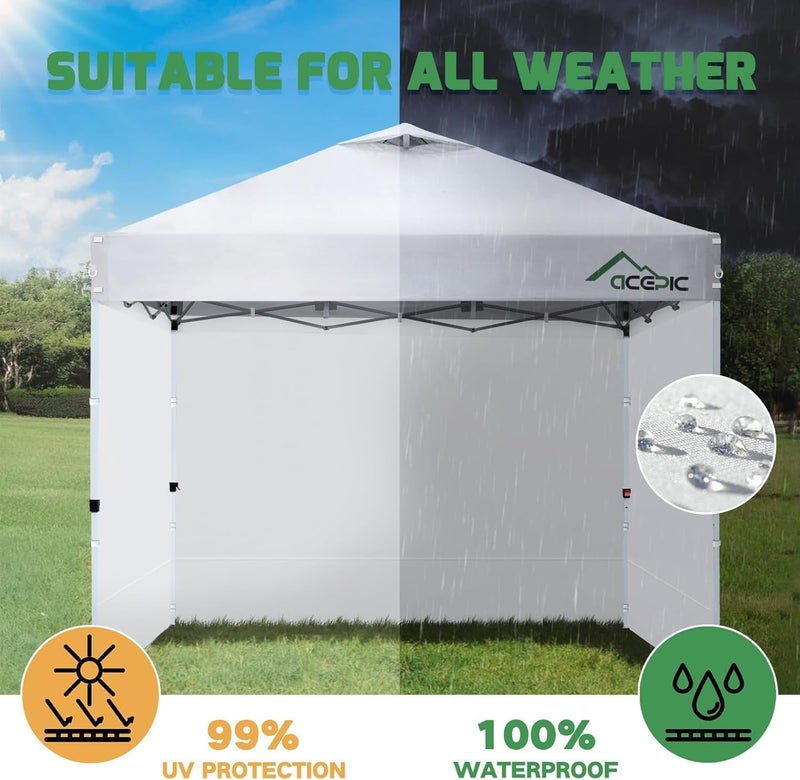 Acepic Pack of 3 Side Walls for Gazebo 3 x 3 m, Gazebo Side Wall for Garden Gazebo and Folding Gazebo with Fastening, 210D Waterproof, White, Without Canopy (White, 3 x 3 m) - Image 3