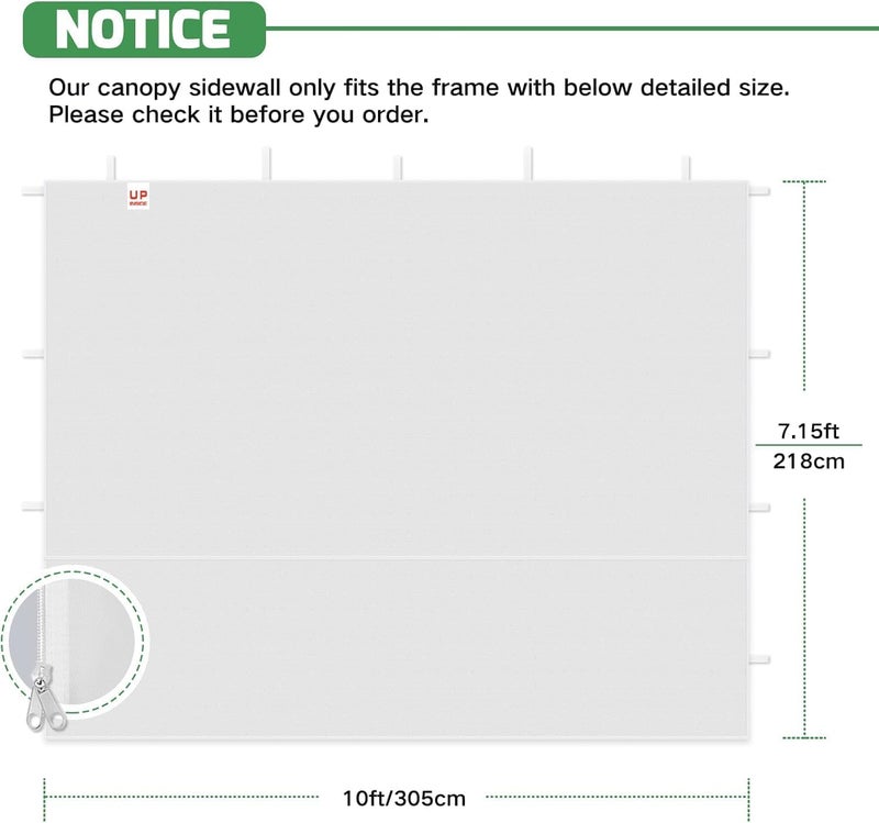 Acepic Pack of 3 Side Walls for Gazebo 3 x 3 m, Gazebo Side Wall for Garden Gazebo and Folding Gazebo with Fastening, 210D Waterproof, White, Without Canopy (White, 3 x 3 m) - Image 4