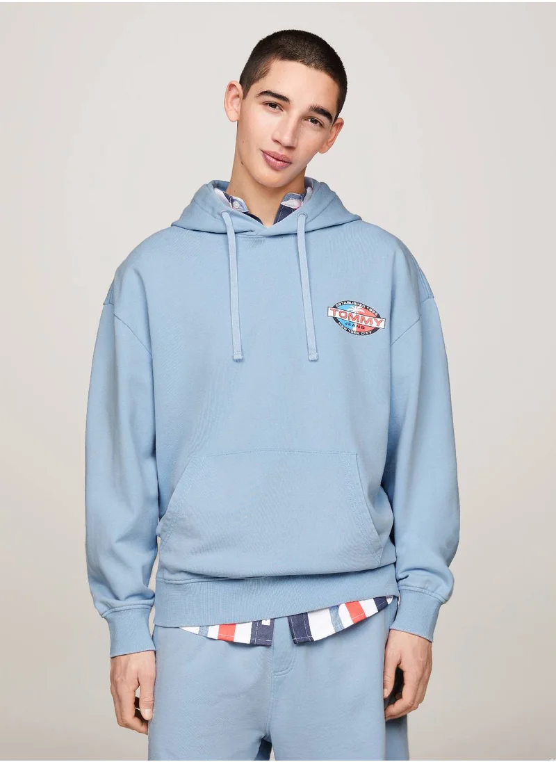 TOMMY JEANS Men's Archive Back Graphic Relaxed Fit Hoody -  Pure cotton, Blue