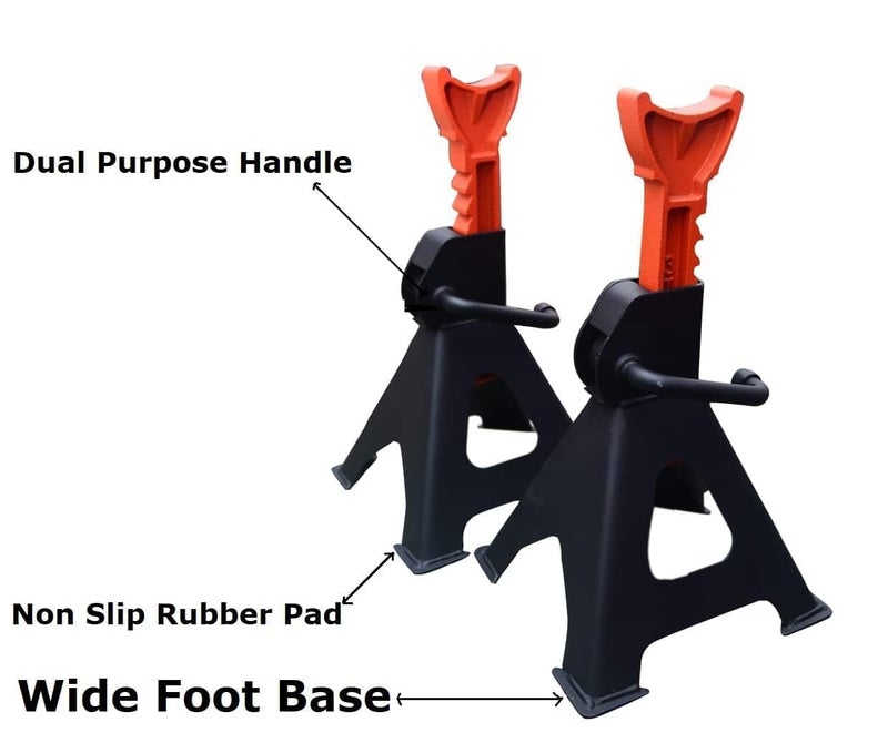 HELLARO Car Jack Stand, Steel Jack Stands with 3 Ton Capacity with Heavy Duty Self Locking Ratchet Handle (1 Pair) - Image 2