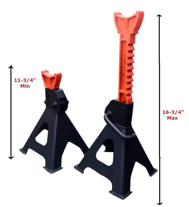 HELLARO Car Jack Stand, Steel Jack Stands with 3 Ton Capacity with Heavy Duty Self Locking Ratchet Handle (1 Pair) - Image 3