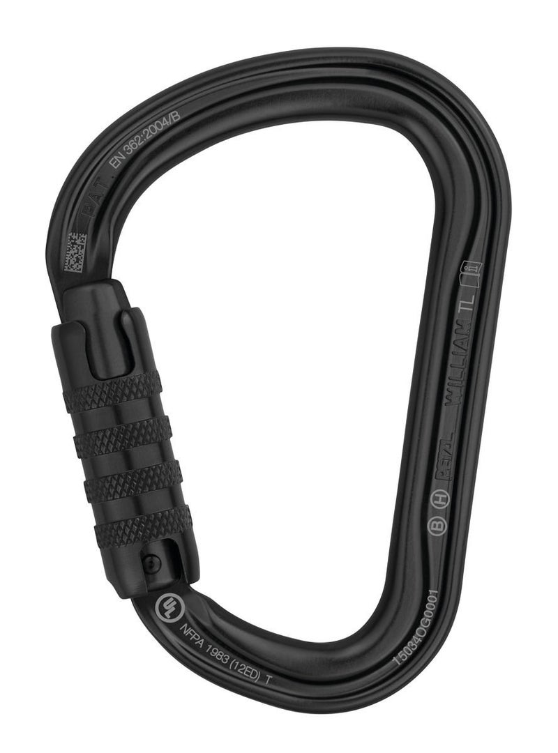 PETZL, William, Locking Carabiner for Belaying, Black, TRIACT-Lock - Image 1