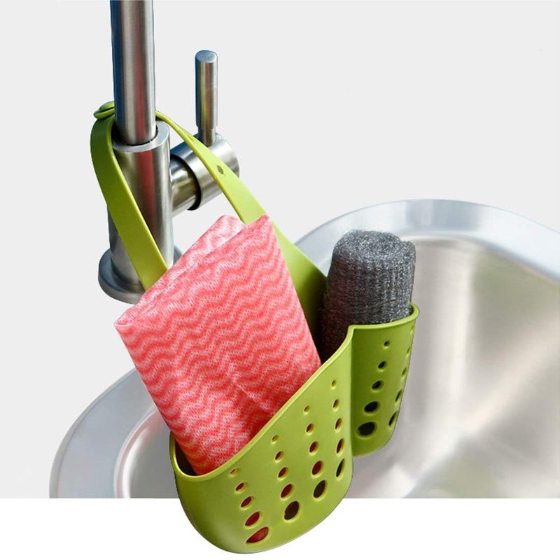 Brezzycloud Kitchen Bathroom Spong, Soap Silicone Hanging Organizer for Faucet Sink with Water Draining Holes (Multi-Color) (Set of 2) - Image 3