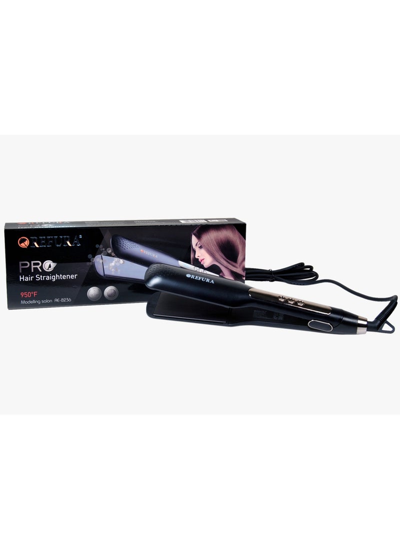 REFURA Ceramic Hair Straightener Temperature Setting Upto 950 Degree Fahrenheit Black RE-8236 - Image 1