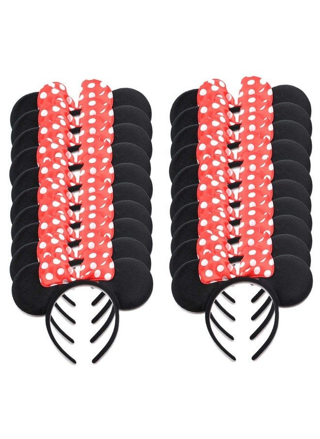 SPADORIVE 20 Pcs Red Bow Party Favor Ears Headband For Boy Girl Birthday Party Celebration Black Red Bow  - Image 2