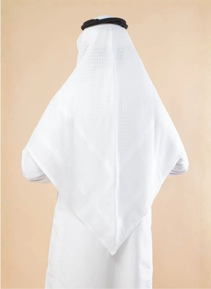 Premium Men’s White Ghutra Shemagh with Black Agal – Traditional Saudi Head Cover Scarf - Image 2