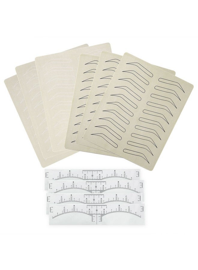 KingWei Tattoo Practice Skin Kit,6 Pieces Eyebrow Latex Microblading Practice Fake Skin Sheet with 4pcs Eyebrow Ruler,No Ink Needed Double Sided for Tattoo Supplies - Image 1