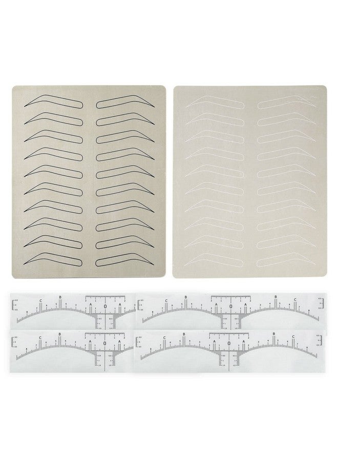 KingWei Tattoo Practice Skin Kit,6 Pieces Eyebrow Latex Microblading Practice Fake Skin Sheet with 4pcs Eyebrow Ruler,No Ink Needed Double Sided for Tattoo Supplies - Image 2