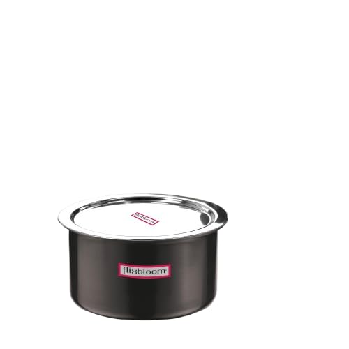 FLIXBLOOM فلكس بلوم إيبون بلاك 4 لتر أواني طهي عميقة مصنوعة من الألمنيوم المؤكسد القابل للاستخدام على موقد الغاز مع غطاء توبي باتيلا باجونا للطهي والتقديم - Image 1