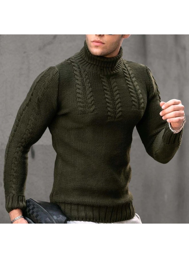 NIBEMINENT Autumn Winter  Men's Warm Wool Sweaters  Vintage Korean Fashion Men Turtleneck Sweaters Casual Pullovers Oversize - Image 1