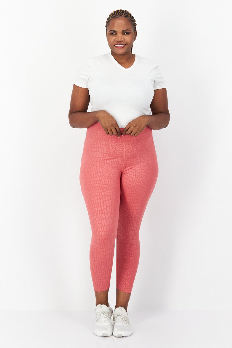 Adidas ملابس رياضية نسائية ضيقة للتدريب، وردي داكن - Image 2