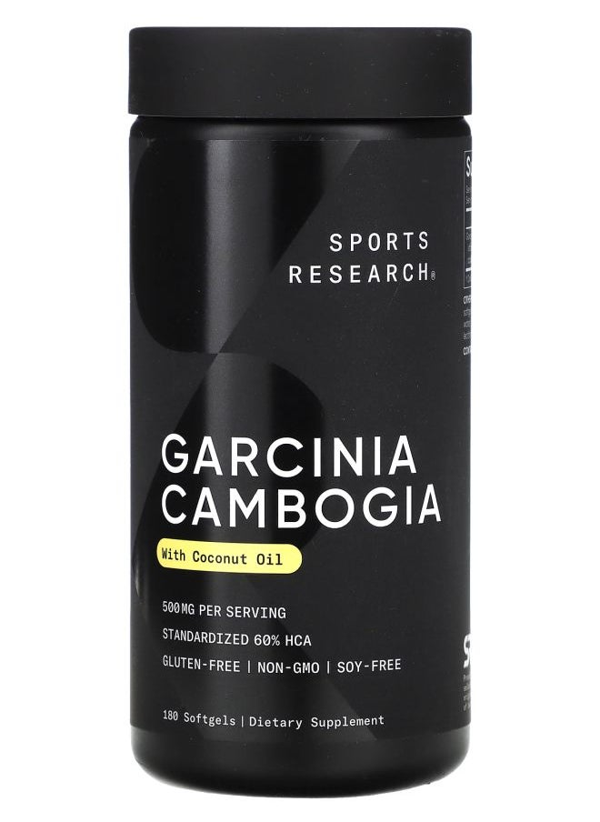 SPORTS RESEARCH Garcinia Cambogia with Coconut Oil 500 mg 180 Softgels 