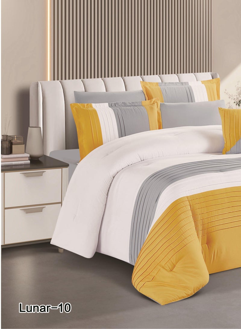 Red Rose 7 Pieces Comforter Microfiber Set King Size with Modern Striped Design and Embroidery 240*260 cm - Image 4