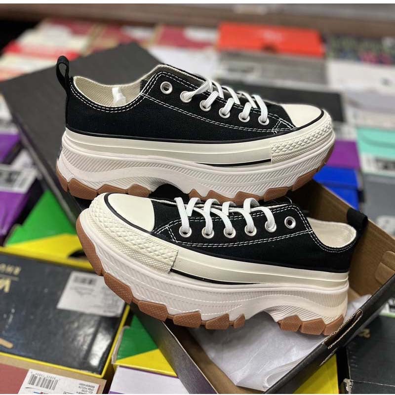 All Black High Thick Sole Increased Canvas Shoes Casual Shoes Men'S Shoes Women'S Shoes - Image 5