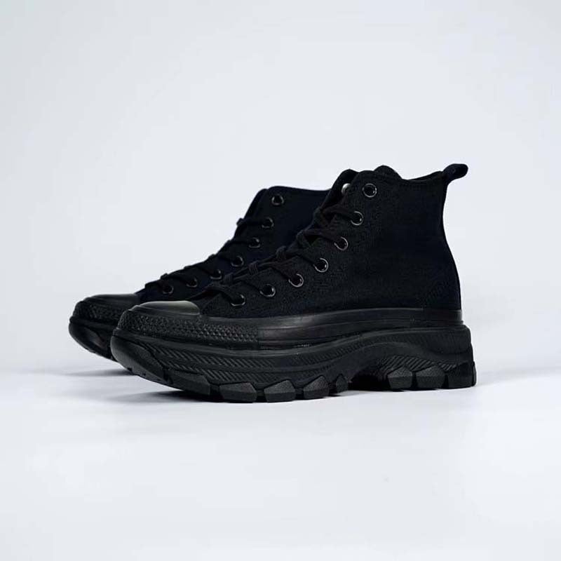 All Black High Thick Sole Increased Canvas Shoes Casual Shoes Men'S Shoes Women'S Shoes - Image 2