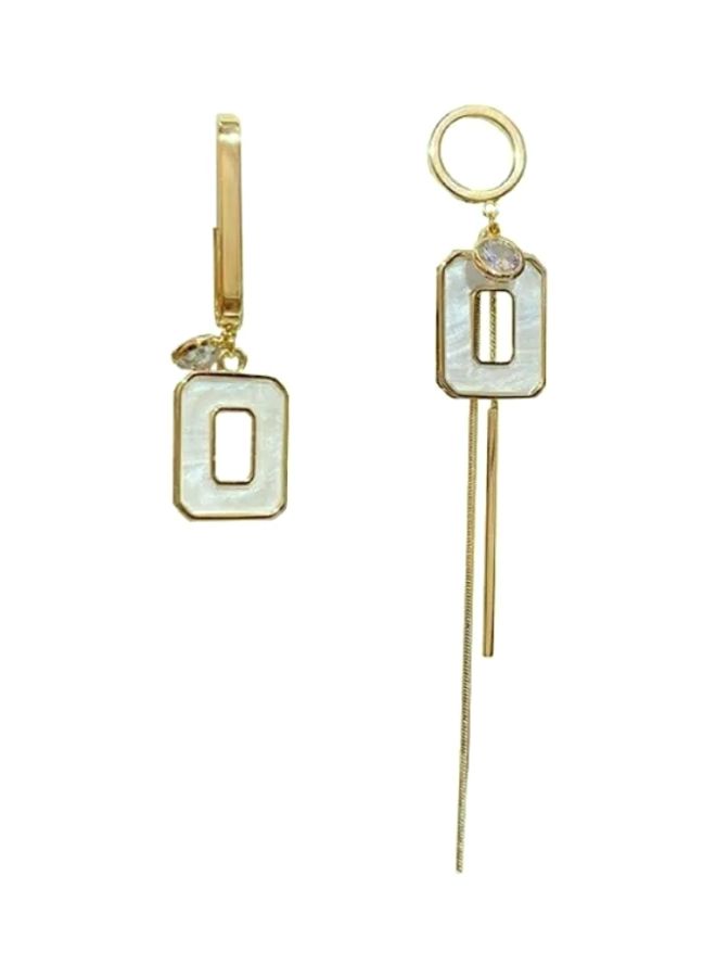 NIBEMINENT 925 Silver Asymmetric Shell Frame Tassel Earrings