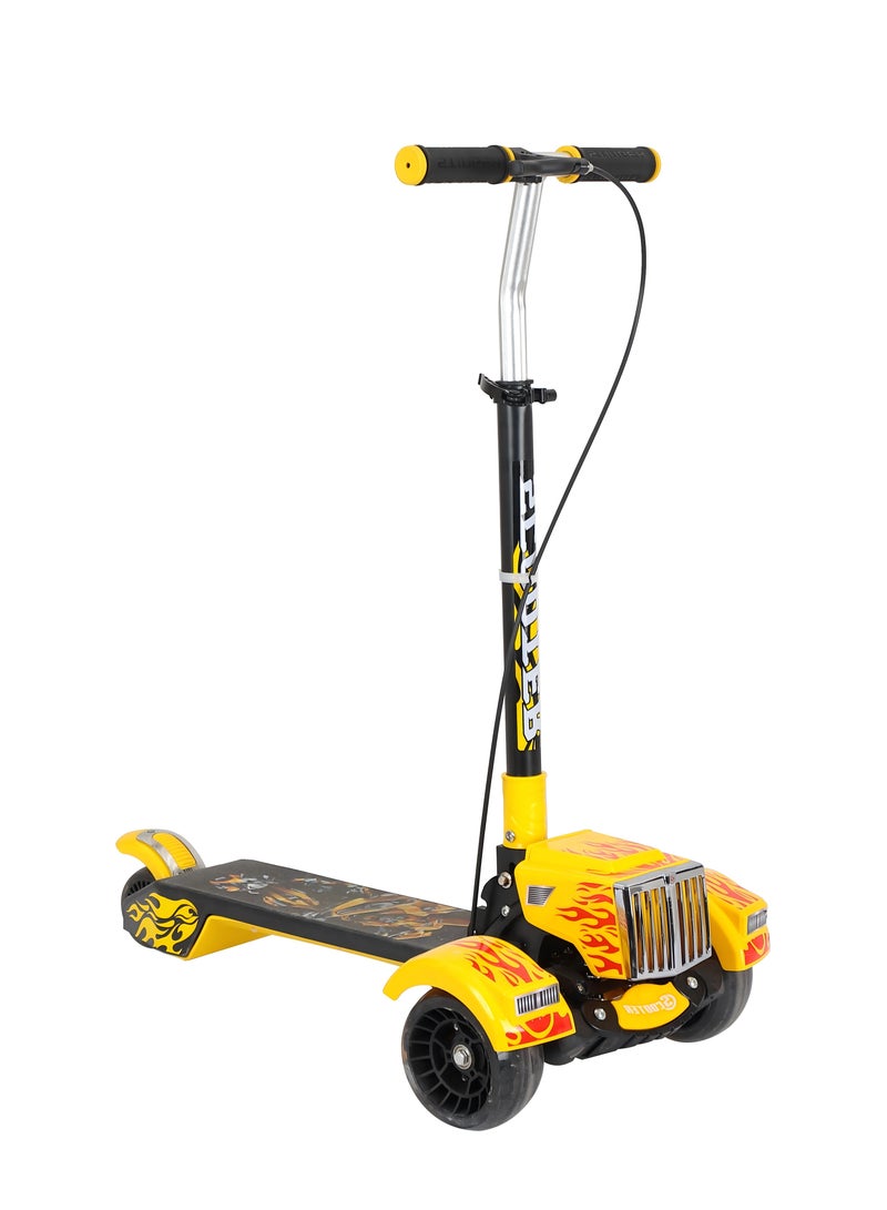 Scooter  Yellow 3-Wheel Kids Scooter with Flame Design & LED Wheels – Adjustable & Foldable for Boys & Girls - Image 2