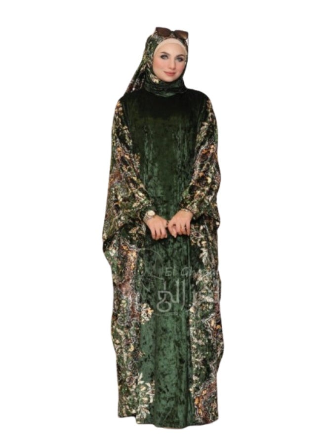 اسدال صلاة خروج شتوي حريمي - لون زيتي - Image 1