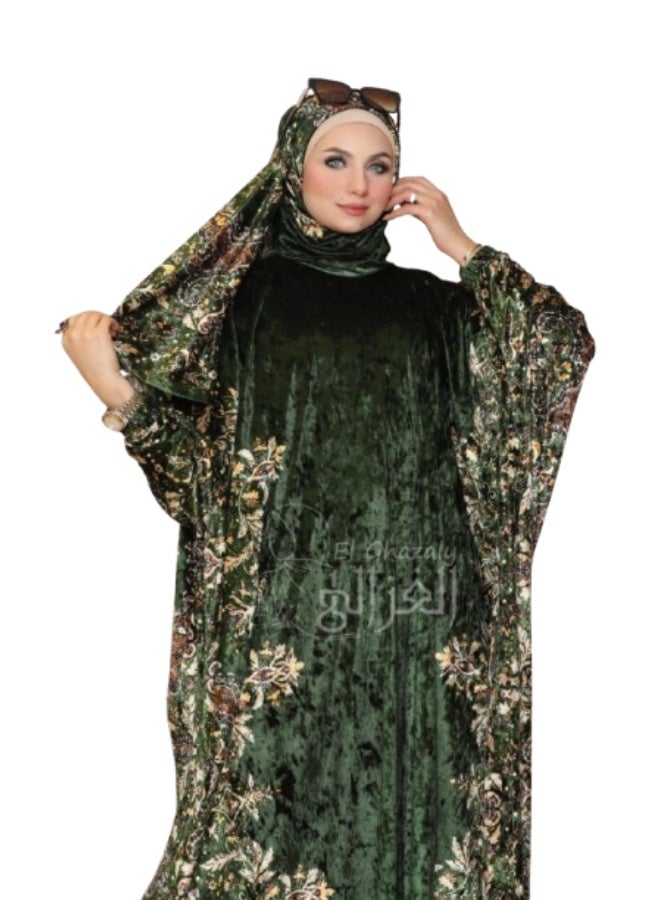 اسدال صلاة خروج شتوي حريمي - لون زيتي - Image 4
