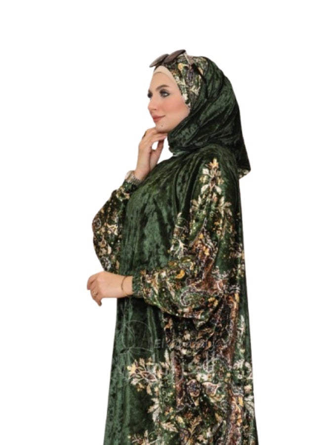 اسدال صلاة خروج شتوي حريمي - لون زيتي - Image 3