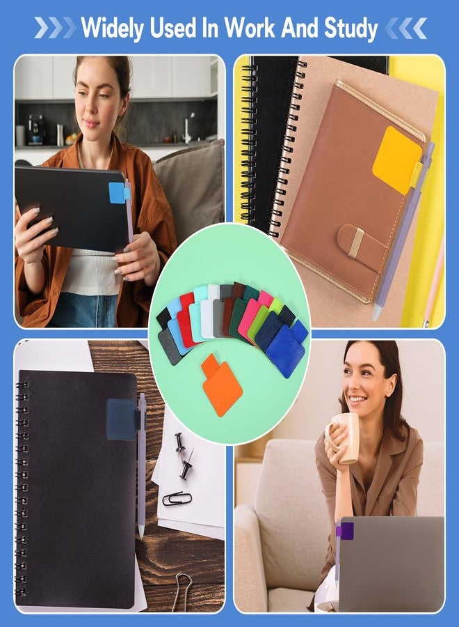 Quilax 18Pack Self-Adhesive Pen Rings, Adhesive Pen Holders for Notebooks, LeatherPen Loop with Elastic for Notebooks Journals Journals(18colors) - Image 4