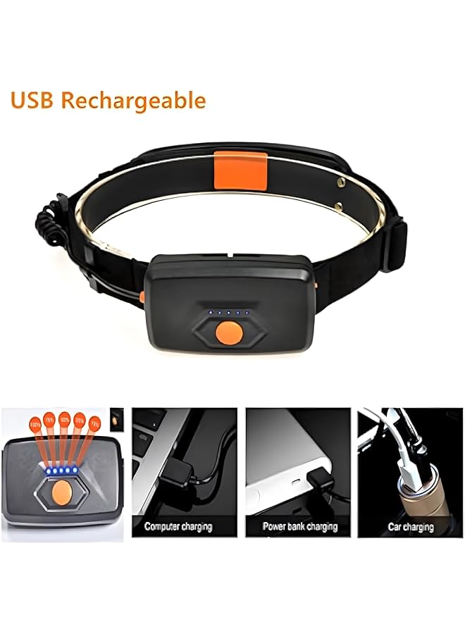X spring LED Head Torch Rechargeable 230° Wide Beam COB Headlight Super Bright Headlamp Waterproof Headlight with 3 Lighting Modes Adjustable Angle Lightweight Waterproof Hands Free Flashlight - Image 2