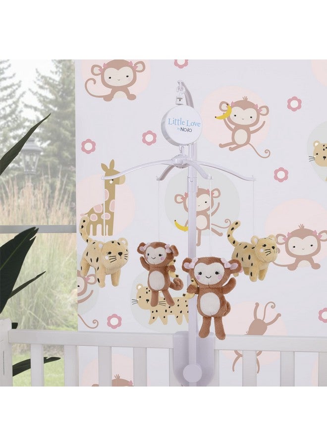 NoJo Sweet Jungle Friends Pink & Tan Plush Monkey & Cheetah Musical Mobile Pink Tan - Image 3