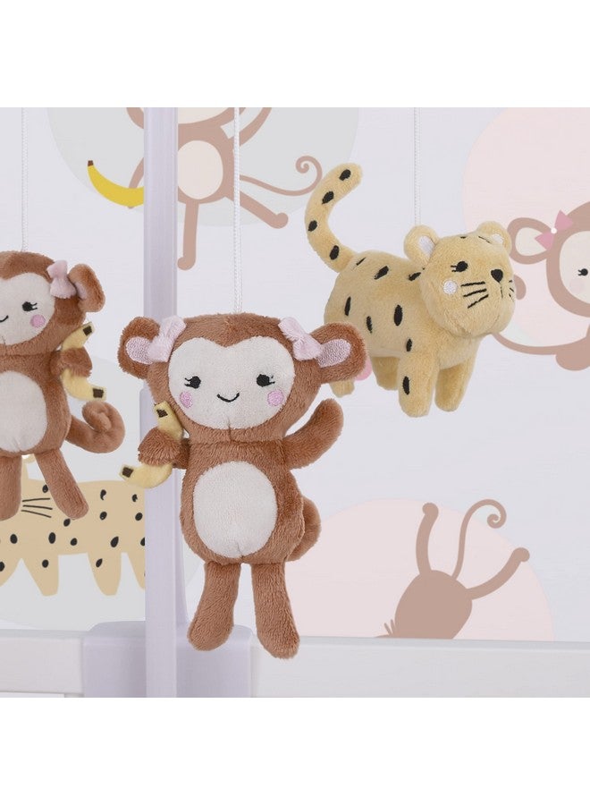 NoJo Sweet Jungle Friends Pink & Tan Plush Monkey & Cheetah Musical Mobile Pink Tan - Image 4