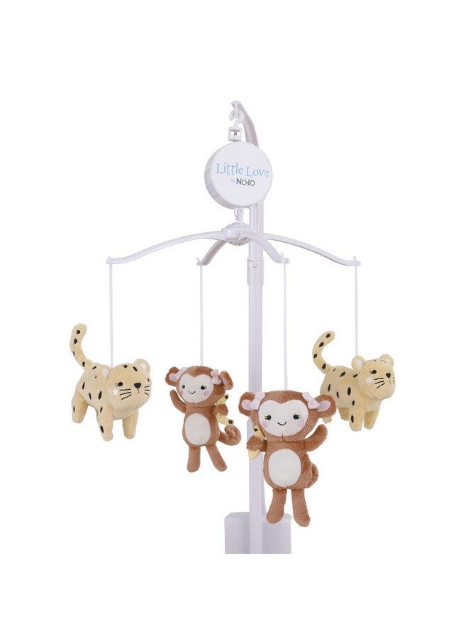 NoJo Sweet Jungle Friends Pink & Tan Plush Monkey & Cheetah Musical Mobile Pink Tan - Image 1