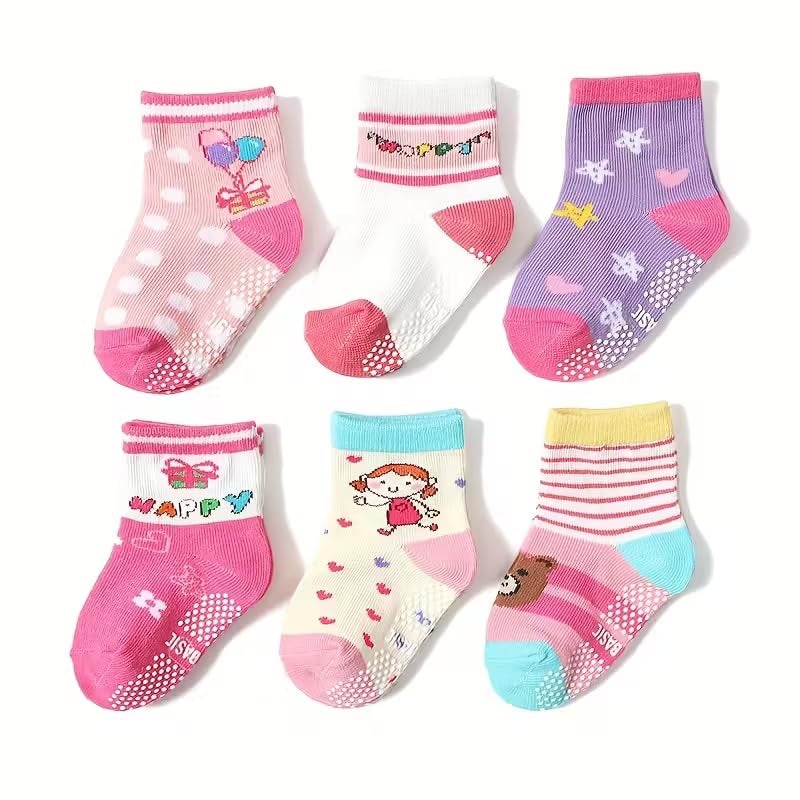 CUTEABLY Kid's/Baby's Cotton Grip Socks (Colors and Design May Vary) - Image 1