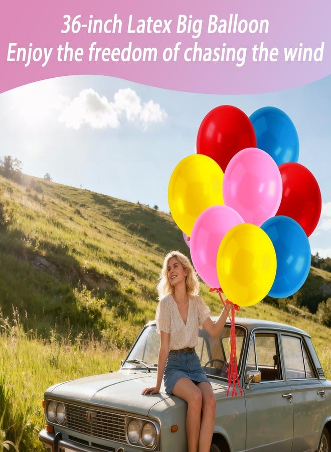 Rainflow 8PCS 36 Inch Latex Big Balloons - RAINFLOW Birthday Balloons,Extra Large Balloon,Helium Giant Balloon for Party,Graduation,Birthday Decorations,Wedding Decorations,Halloween Pink,Red,Blue,Yellow - Image 3