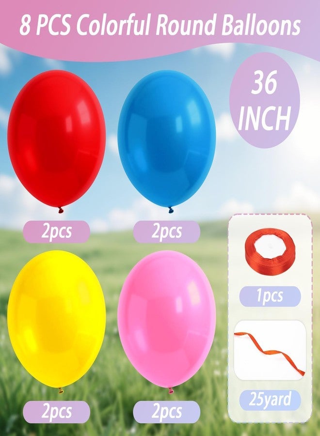 Rainflow 8PCS 36 Inch Latex Big Balloons - RAINFLOW Birthday Balloons,Extra Large Balloon,Helium Giant Balloon for Party,Graduation,Birthday Decorations,Wedding Decorations,Halloween Pink,Red,Blue,Yellow - Image 2