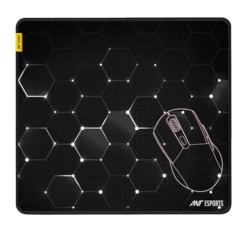 Ant Esports Hexa Mouse Pad 260X210X3mm Anti-fray Stitching, Waterproof Surface & Non-Slip Rubber Base Stitched Edges Gaming Mouse Mat for Laptop, Compatible with Laser and Optical Mice – Black Hexagon - Image 1