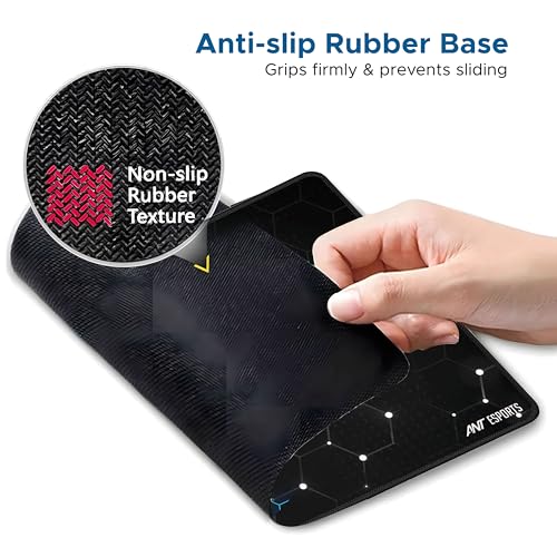 Ant Esports Hexa Mouse Pad 260X210X3mm Anti-fray Stitching, Waterproof Surface & Non-Slip Rubber Base Stitched Edges Gaming Mouse Mat for Laptop, Compatible with Laser and Optical Mice – Black Hexagon - Image 2