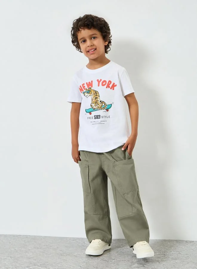 Take Two Boys Solid Elasticated Waistband Cargo Pants