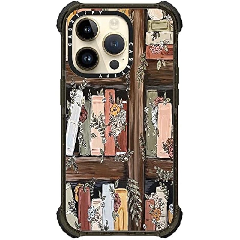 Casetify Ultra Impact iPhone 14 Pro Case 【5X Military Grade Drop Tested / 11.5ft Drop Protection】 - Bookshelf Garden by KT's Canvases - Glossy Black - Image 4