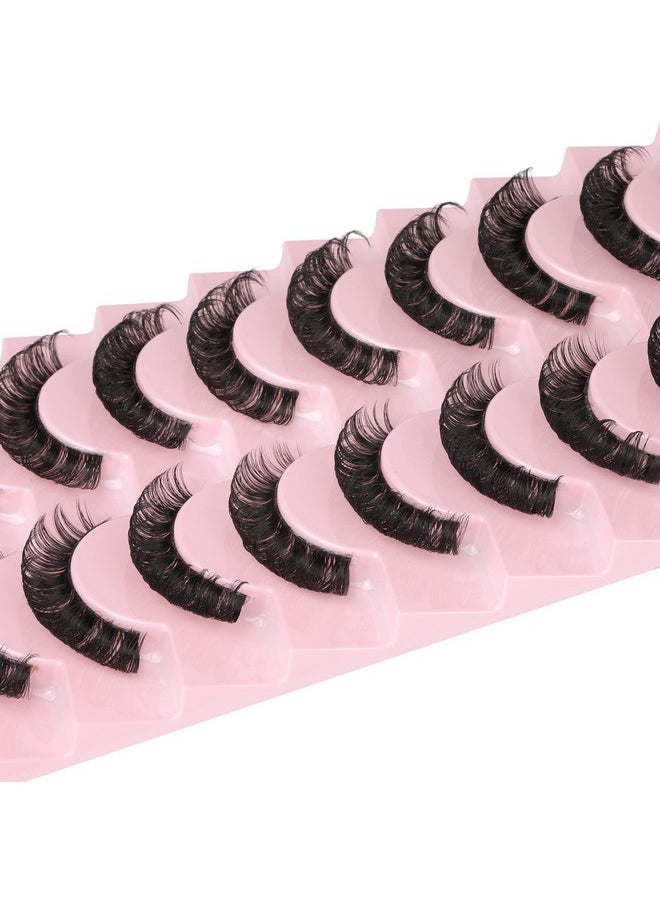 Newcally - Lashes Nautral Look False Eyelashes Russian Strip Lashes Mink Wispy Fluffy Lashes Pack D Curl Thick Full Volume Cat Eye Lashes Look Like Extensions 10 Pairs - Image 1
