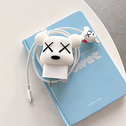 VNJ Accessories Protective Charger Case for iPhone 18W 20W iPhone 16 15 14 13 12 11 Pro Max Charging Cable Charger Protective Cover Data Cable Protective Sleeve-White Bear - Image 2
