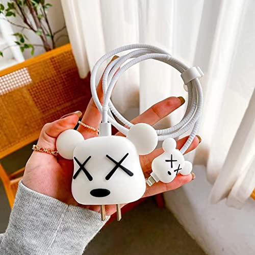 VNJ Accessories Protective Charger Case for iPhone 18W 20W iPhone 16 15 14 13 12 11 Pro Max Charging Cable Charger Protective Cover Data Cable Protective Sleeve-White Bear - Image 1