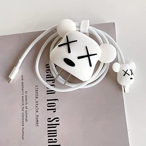 VNJ Accessories Protective Charger Case for iPhone 18W 20W iPhone 16 15 14 13 12 11 Pro Max Charging Cable Charger Protective Cover Data Cable Protective Sleeve-White Bear - Image 3