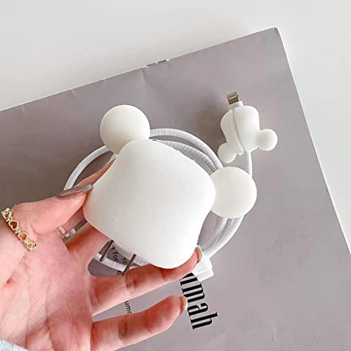 VNJ Accessories Protective Charger Case for iPhone 18W 20W iPhone 16 15 14 13 12 11 Pro Max Charging Cable Charger Protective Cover Data Cable Protective Sleeve-White Bear - Image 4