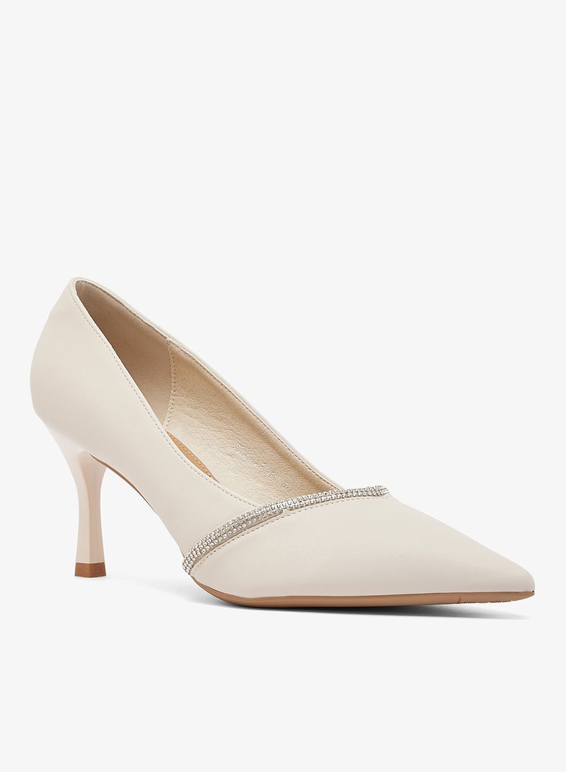 ELLA Silver Sparkle Detail Mid Heel Pumps - Image 2
