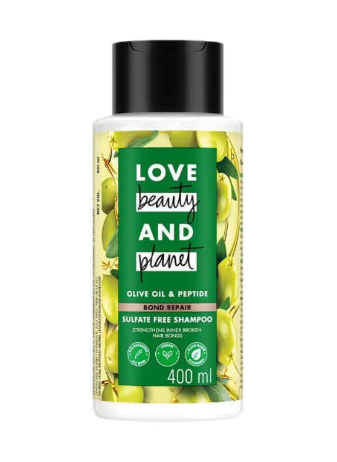 love beauty and planet - Bond Repair Shampoo With Olive Oil And Peptide For Damaged Hair, Sulfates And Paraben free 400ml - Image 1