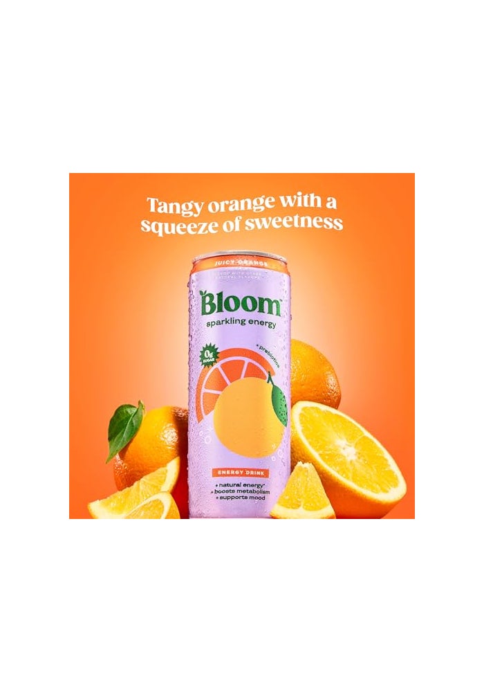 Bloom Nutrition مشروب الطاقة الفوار من بلوم للتغذية كافيين طبيعي بدون سكر 180 ملغ كافيين غني بمضادات الأكسدة مع مستخلص حبوب القهوة الخضراء ومستخلص الشاي الأخضر بروبيوتيك برائحة البرتقال 12 أونصة 12 عبوة - Image 5